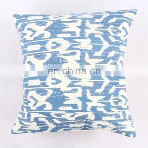 White Tie Die Kantha Cushion Cover Indian Cotton Handmade Pillow Cover Ethnic Art Decorative thumbnail-1