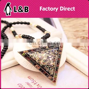 2016 Fashion Handmade Round Square Triangle Fancy Cheapest Pendant Handmade Chunky Bead Necklace thumbnail-3