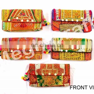 Wholesale Bohemian Banjara Ethnic Handbag- Vintage Clutch Bag-Afghan Clutch Bag- Hand Embroidery Coin Clutch Purse thumbnail-1