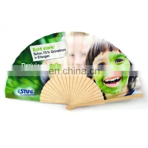 Promotional Custom Printed Wooden Folding Hand Fans Bulk thumbnail-5