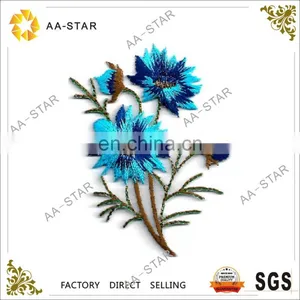 Beautiful Light Blue Flower Hand Embroidery Designs for Blouses thumbnail-1