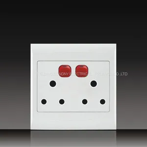 South Africa PC Material Push Button With Indicator Electrical 16A 250V Switched Socket + Euro Socket and MF Double Socket thumbnail-2