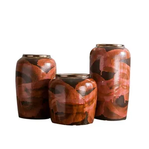 Abstrat Creative Red Wholesale Jingdezhen Metal Glaze Combination Ceramic Vase For Hotel Home thumbnail-5