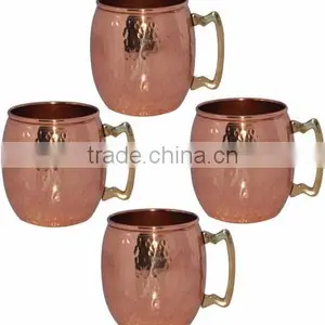 Hammered Copper Lemon Water Cup With Brass Handle, Copper Moscow Mule Mug thumbnail-4