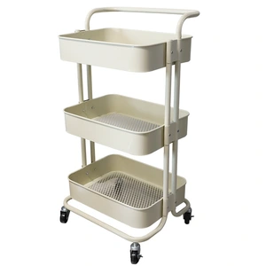 Vegetable Trolley On Wheels Trolley Rack For Kitchen Small White Kitchen Cart thumbnail-3