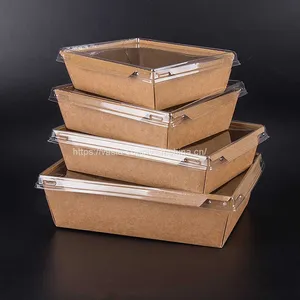700ml Kraft Takeaway Salad Box With Clear Lid-disposable Brown Takeaway Food Container thumbnail-1