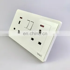 Yaki High Quality UK Standard White Double Socket Senior Copper Electrical Accessories Power Indicator Wall Socket thumbnail-2