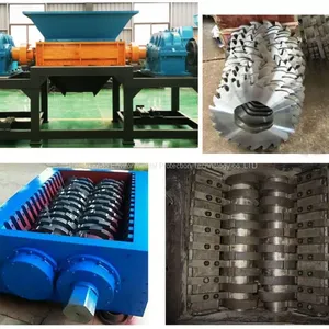 Double Shaft Rubber Tyre Tire Shredding Machine Waste Scrap Crusher Plastic Iron Aluminum Metal Small Tire Shredder thumbnail-5