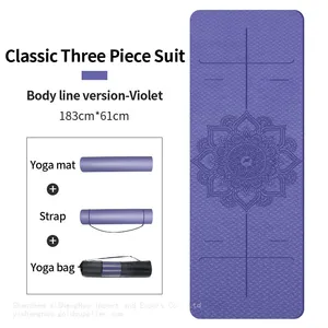 Custom Logo Fitness Equipment Soft Natural Tpe Yoga Mat Material Eco-Friendly TPE Yoga Mat thumbnail-1