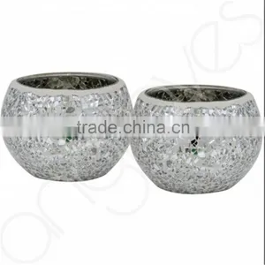 Handmade European Style Mosaic Candle Holders Glass Candlestick & Romatic Candle Cup & Glass Vasw For Wedding Decoration thumbnail-4
