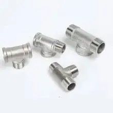 304 Stainless Steel External Thread Tee, External Thread Thread, Inside and Outside Water Pipe Joint Accessories Collection thumbnail-3