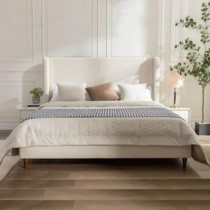 King Bed Frame With Storage, Metal Platform Bed Frame With High Headboard thumbnail-1