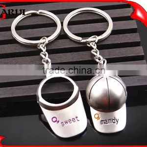 Promotional Couple Gift Creative Design Metal Engrave Logo Baseball Cap Keychains thumbnail-1