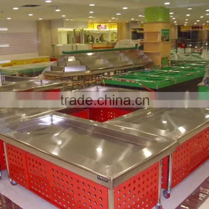 Supermarket Stainless Steel Cooling Table Ice Fresh Cooler Box Table Cooler Table thumbnail-2