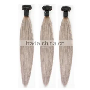 New Arrival Brazilian Straight 3pcs/lot Ombre Silver Grey Hair Weaving 1b/gray Two Tone Brazilian Virgin Human Hair Extensions Quality Choice thumbnail-4