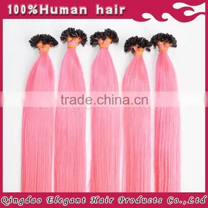 New Style Sliky Straight Natural Color Human Hair Pink Hair Extensions thumbnail-4
