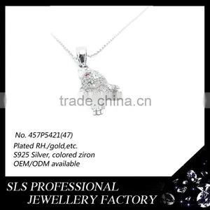 Fashion and Cute Necklace Pendant Rabbit With a Heart in Hand Zircon Prong 925 Silver Jewelry Pendant in Guangzhou Wholesale thumbnail-4