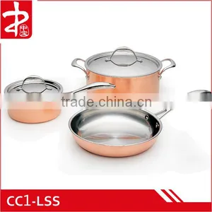 Stainless Steel Non-stick Cookware Set With 3 Ply Clad Copper thumbnail-1