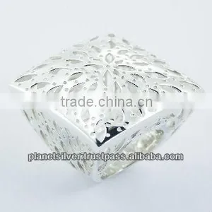 Polished 925 Sterling Silver Brilliant Openwork Ring thumbnail-1