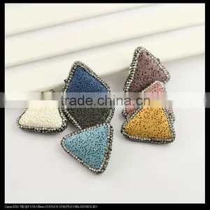 LFD-0098B Wholesale Mixed Color Natural Volcanic Stone Pave Rhinestone Crystal Triangle Connector Beads Jewelry Making thumbnail-1