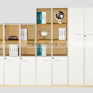 MDF Modern Style Bookcase With Glass Doors Model thumbnail-4