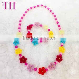 Kids Bead Jewelry Set Girls Favourite Colorful Environmental Custom Design Elastic Bracelet Resin Silicone Bead Bracelet thumbnail-3
