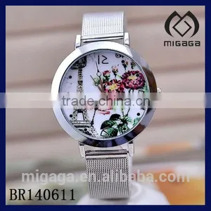 Classic Rose and Bell Tower Watch With Metal Net Strap-rose and Tower Alloy Watch thumbnail-2