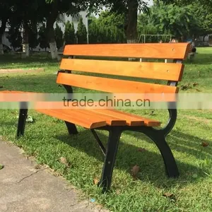 Contemporary Modern Wooden Outdoor Furniture Garden Patio Park Long Bench Chair With Cast Wrought Iron Legs Ends Quality Choice thumbnail-2