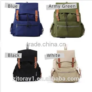 Plain Army Canvas Drawstring Backpack Women thumbnail-2