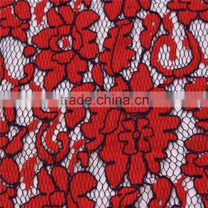 Wholesale Nylon Cotton Eco-Friendly Black Red Jacquard French Net Cord Lace Fabric for Dress thumbnail-3