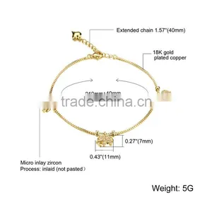 2016 Latest Style Stainless Steel Elephant Hair Gold Anklet thumbnail-6