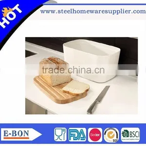 Modern Design Stainless Steel Wooden Bread Box thumbnail-4