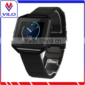 Stainless Steel Bracelet Strap Bands With Metal Frame Housing for Fitbit Blaze Smart Fitness Watch thumbnail-3