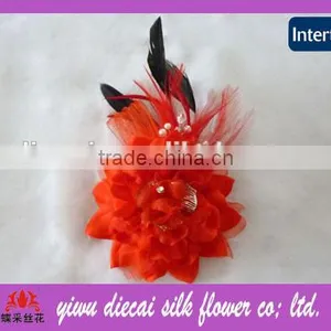 Handmade Red Color Feather Flowers thumbnail-1