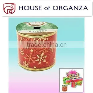 2014 New Design and Cheap Organza Chrismas Ribbon for Decoration thumbnail-1