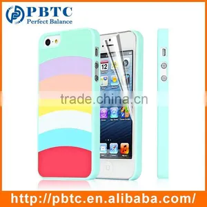 Set Screen Protector And Case For Iphone 5 , Hard Plastic Pink Colorful Stripes Custom Case thumbnail-6