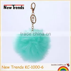 Solid Colors 12 cm Rabbit Fur Ball Key Chain thumbnail-1