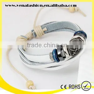 Italian White Leather Bracelet, Leather Skull Bracelets thumbnail-3