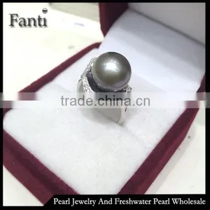 South Sea Pearl Price Round Sea Pearl Price Flower Pearl Ring Real 925 Silver Ring thumbnail-1