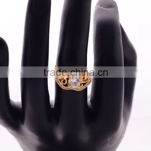 >>>2016 YIWU T&J Women Fashion Korean Style Rings Gold Plated Mouth Rhinestone Crystal Rings for Lady/ thumbnail-1