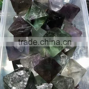 Natural Rough Fluorite Octahedron Crystal Polyhedra Quartz Doulbe Pyramids thumbnail-2