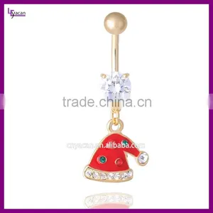 Wholesale High Quality Cz Gem Red Christmas Hat Navel Piercing Indian thumbnail-3