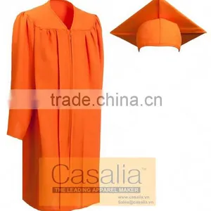 Wholesale Best Quality Adult Matte Orange Graduation Gowns and Caps For School thumbnail-1