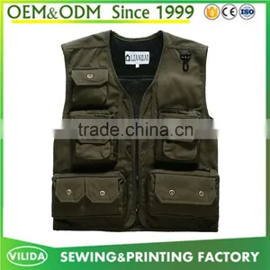 Custom Made Sleeveless Work Vests With Multi Pockets High Quality Volunteer Vest thumbnail-2