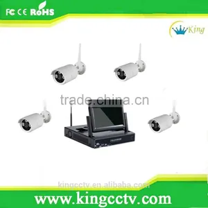 Wireless CCTV System 4ch 10 Inch Wireless NVR Kits Built-in LCD Monitor Outdoor Surveillance System thumbnail-1