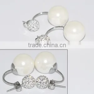 Fashion Stainless Steel Pearl Earring With Diamond Jewellery thumbnail-5