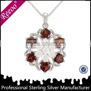 Silver Skull Pendant Jewelry, Silver Flower Pendant Necklaces thumbnail-1