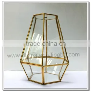 Brass Copper Bronze Rose Gold Silver Plated Jewelry Stand~ Bouquet Stand- Crystal Moments - Glass Geometric Crystal Flower Stand thumbnail-1