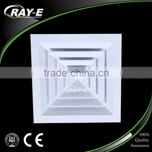 Aluminum 4 Way Supply Duct Ceiling Square Air Conditioning Diffuser With Air Damper thumbnail-2