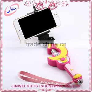Selfie Stick With Audio Cable Flexible Cartoon Camera Monopod Wired thumbnail-1